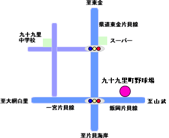 九十九里町野球場への経路図