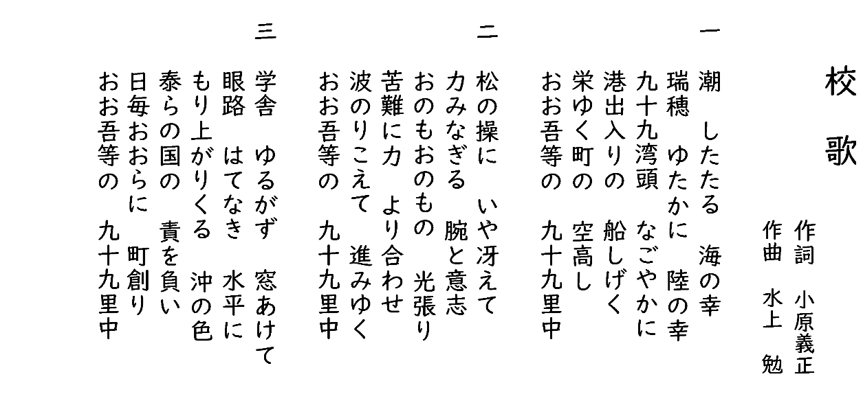 九十九里中学校校歌の画像