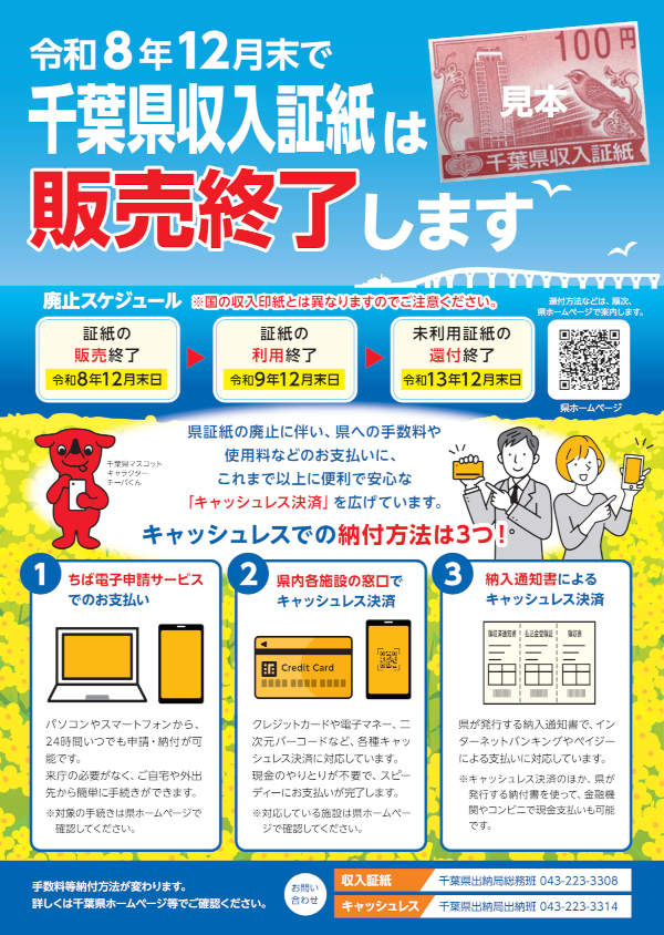 千葉県収入証紙は販売終了します